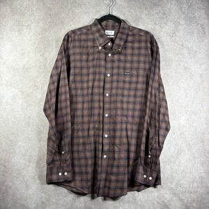 Faconnable Club Shirt Mens Size XL Brown Plaid Button Down Long Sleeves Casual